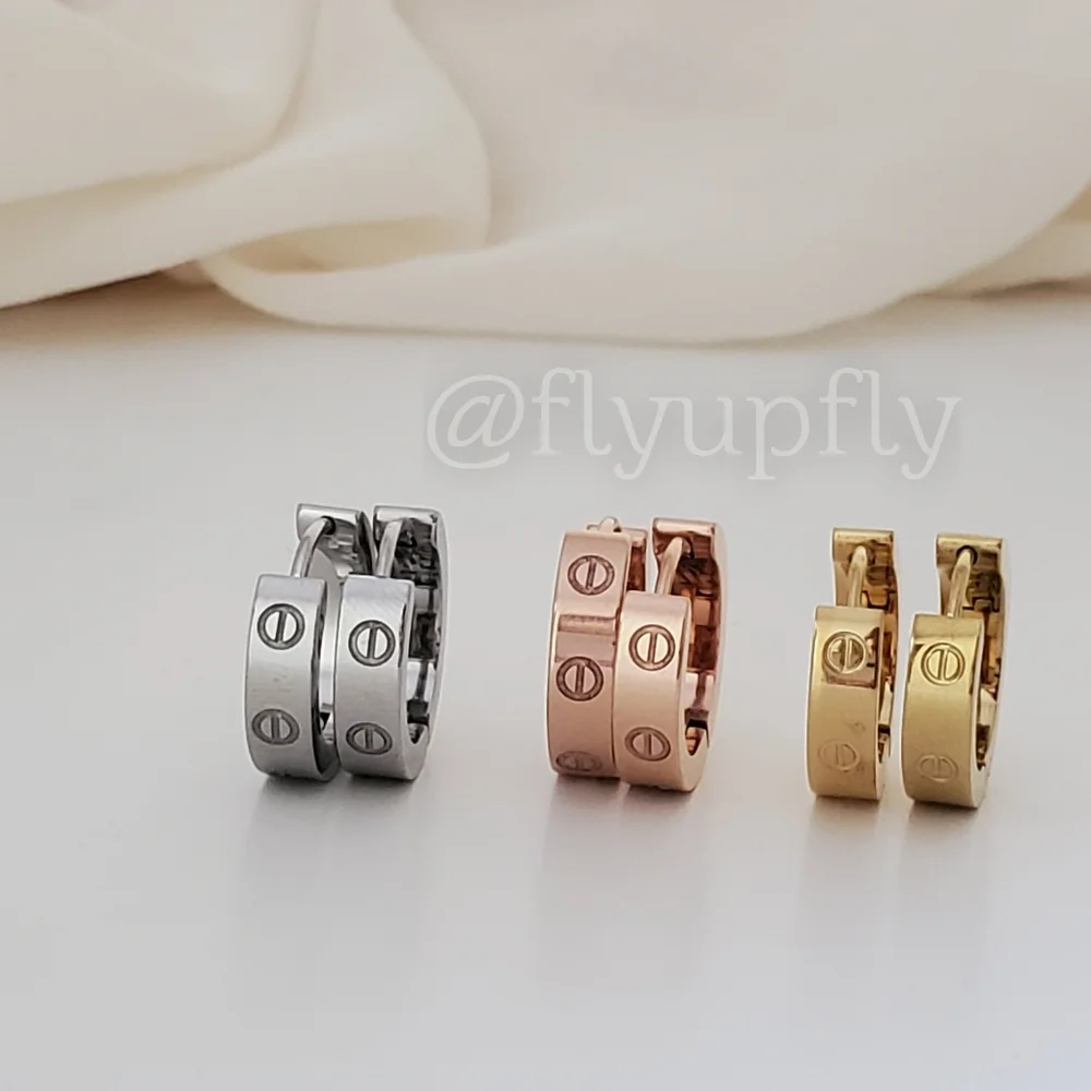 Screw Earings Hoops 18k Gold Filled